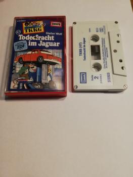 TKKG Folge 47 Todesfracht im Jaguar 5-fach geschraubt Weiß Blau 515836.2 Europa(Cover beschädigt)